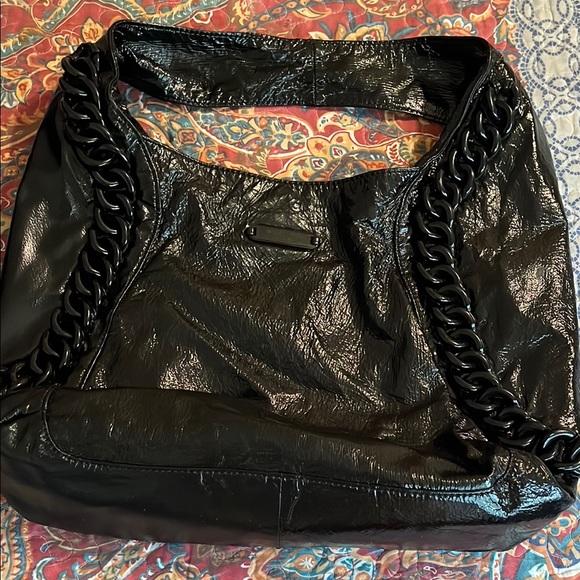 Black Chain-Embellished Women's Bag - Picture 1 of 4